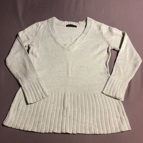 White Sequins V-Neck Sweater - Picture 1 of 9